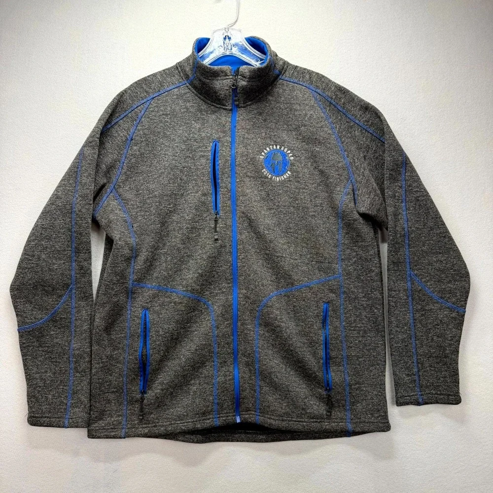 Spartans Super 2016 Finisher Jacket Mens XL Gray Embroidered‎ Full Zip Mock Neck